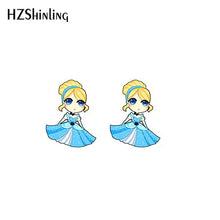 Load image into Gallery viewer, 2019 New Princess Acrylic Earring Funny Shrink Dinks Earring Epoxy Cute Girl Stud Earrings
