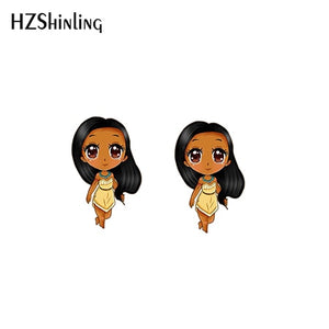 2019 New Princess Acrylic Earring Funny Shrink Dinks Earring Epoxy Cute Girl Stud Earrings