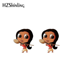 2019 New Princess Acrylic Earring Funny Shrink Dinks Earring Epoxy Cute Girl Stud Earrings
