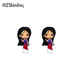 2019 New Princess Acrylic Earring Funny Shrink Dinks Earring Epoxy Cute Girl Stud Earrings