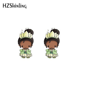 2019 New Princess Acrylic Earring Funny Shrink Dinks Earring Epoxy Cute Girl Stud Earrings