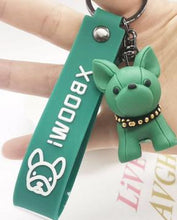Load image into Gallery viewer, Fashion Punk French Bulldog Keychain PU Leather Dog Keychains for Women Bag Pendant Jewelry Trinket Men's Car Key Ring Key Chain
