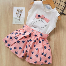 Load image into Gallery viewer, Bear Leader Girls Clothing Sets New Summer Sleeveless T-shirt+Print Bow Skirt 2Pcs for Kids Clothing Sets Baby Clothes Outfits
