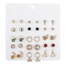 Load image into Gallery viewer, 2020 New Statement Mixed Crystal Rhinestone Pearl Stud Earrings For Women Trendy Resin Flower Heart Shape Wedding Earrings Gift
