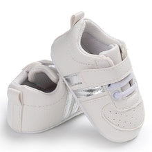 Load image into Gallery viewer, 2020 Baby Shoes Newborn Boys Girls Two Striped First Walkers Kids Toddlers Lace Up PU Leather Soft Soles Sneakers 0-18 Months
