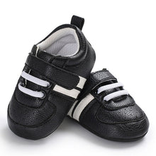 Load image into Gallery viewer, 2020 Baby Shoes Newborn Boys Girls Two Striped First Walkers Kids Toddlers Lace Up PU Leather Soft Soles Sneakers 0-18 Months
