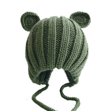 Load image into Gallery viewer, Knitted Winter Baby Hat with Ears Cartoon Lace-up Children Kids Baby Bonnet Cap for 1-3 Years 5 Colors
