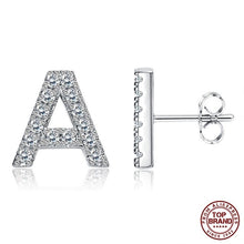 Load image into Gallery viewer, INALIS 5A Cubic Zirconia Alphabet Earrings For Women Platinum Color Stud Earrings 26 Geometric English Letters Fashion Jewelry

