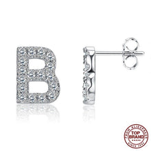 Load image into Gallery viewer, INALIS 5A Cubic Zirconia Alphabet Earrings For Women Platinum Color Stud Earrings 26 Geometric English Letters Fashion Jewelry
