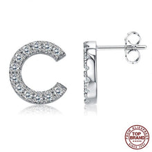 Load image into Gallery viewer, INALIS 5A Cubic Zirconia Alphabet Earrings For Women Platinum Color Stud Earrings 26 Geometric English Letters Fashion Jewelry
