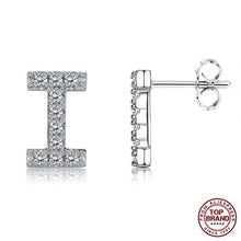Load image into Gallery viewer, INALIS 5A Cubic Zirconia Alphabet Earrings For Women Platinum Color Stud Earrings 26 Geometric English Letters Fashion Jewelry
