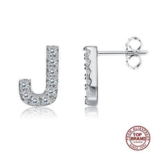 Load image into Gallery viewer, INALIS 5A Cubic Zirconia Alphabet Earrings For Women Platinum Color Stud Earrings 26 Geometric English Letters Fashion Jewelry
