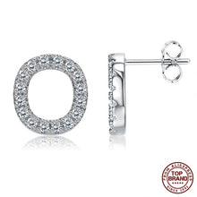 Load image into Gallery viewer, INALIS 5A Cubic Zirconia Alphabet Earrings For Women Platinum Color Stud Earrings 26 Geometric English Letters Fashion Jewelry
