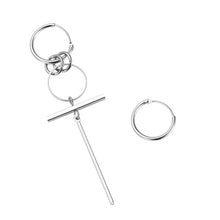 Load image into Gallery viewer, Japanese and Korean fashion BTS same paragraph earrings men and women asymmetrical long circle one word vertical earrings
