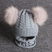 Load image into Gallery viewer, Children Winter Infant Newborn Kids Baby Wool Knitted Hat Cap Beanie With Two Double Pom Pom Beanie For Cute Boys Girl 1-3Years
