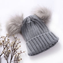 Load image into Gallery viewer, Children Winter Infant Newborn Kids Baby Wool Knitted Hat Cap Beanie With Two Double Pom Pom Beanie For Cute Boys Girl 1-3Years
