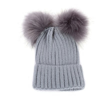 Load image into Gallery viewer, Children Winter Infant Newborn Kids Baby Wool Knitted Hat Cap Beanie With Two Double Pom Pom Beanie For Cute Boys Girl 1-3Years
