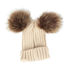 Load image into Gallery viewer, Children Winter Infant Newborn Kids Baby Wool Knitted Hat Cap Beanie With Two Double Pom Pom Beanie For Cute Boys Girl 1-3Years
