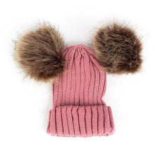 Load image into Gallery viewer, Children Winter Infant Newborn Kids Baby Wool Knitted Hat Cap Beanie With Two Double Pom Pom Beanie For Cute Boys Girl 1-3Years
