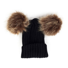Load image into Gallery viewer, Children Winter Infant Newborn Kids Baby Wool Knitted Hat Cap Beanie With Two Double Pom Pom Beanie For Cute Boys Girl 1-3Years
