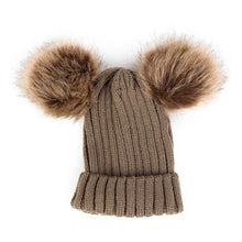 Load image into Gallery viewer, Children Winter Infant Newborn Kids Baby Wool Knitted Hat Cap Beanie With Two Double Pom Pom Beanie For Cute Boys Girl 1-3Years
