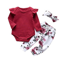 Load image into Gallery viewer, 3Pcs Newborn Baby Girl Clothes Set Cartoon Rabbit Pattern Long Sleeve T-shirt+Casual Pants+Headband Infant Clothing Outfits
