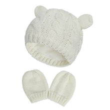 Load image into Gallery viewer, New Baby Kids Girls Boys Winter Warm Knit Hat Ear Solid Warm Cute Glove 2pcs Lovely Beanie Cap 0-18M
