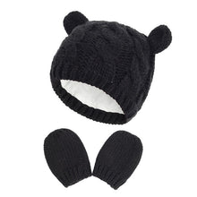 Load image into Gallery viewer, New Baby Kids Girls Boys Winter Warm Knit Hat Ear Solid Warm Cute Glove 2pcs Lovely Beanie Cap 0-18M
