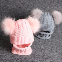 Load image into Gallery viewer, Cute Baby Hat Scarf Set Pompom Cartoon Infant Baby Girl Boy Winter Hat For Kids Warm Knitted Children Boys Girls Beanie Cap
