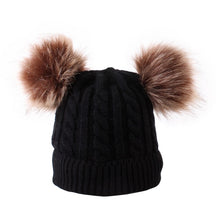 Load image into Gallery viewer, Children Winter Infant Newborn Kids Baby Wool Knitted Hat Cap Beanie With Two Double Pom Pom Beanie For Cute Boys Girl 1-3Years
