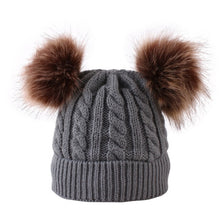 Load image into Gallery viewer, Children Winter Infant Newborn Kids Baby Wool Knitted Hat Cap Beanie With Two Double Pom Pom Beanie For Cute Boys Girl 1-3Years
