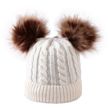 Load image into Gallery viewer, Children Winter Infant Newborn Kids Baby Wool Knitted Hat Cap Beanie With Two Double Pom Pom Beanie For Cute Boys Girl 1-3Years
