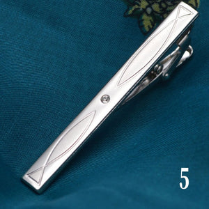 1 pcs Exquisite Colourful Tie Clip For Men Metal Black Gold Tone Simple Bar Clasp Practical Black Navy Blue Necktie Clasp