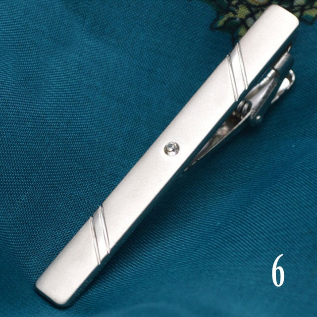 1 pcs Exquisite Colourful Tie Clip For Men Metal Black Gold Tone Simple Bar Clasp Practical Black Navy Blue Necktie Clasp
