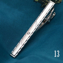 Load image into Gallery viewer, 1 pcs Exquisite Colourful Tie Clip For Men Metal Black Gold Tone Simple Bar Clasp Practical Black Navy Blue Necktie Clasp

