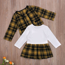 Load image into Gallery viewer, 2Pcs Autumn Winter Party Kids Clothes For Baby Girl Fashion Pageant Plaid Coat Tutu Dress Outfits Suit Toddler Girl Clothing Set
