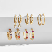 Load image into Gallery viewer, 5 Pair/set 2020 Brincos Female Rhinestone Huggie Earrings Set Amazing Price Gold Small Stud Earring for Women Fashion Jewelry

