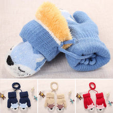 Load image into Gallery viewer, Cartoon Fox Baby Mittens Winter Warm Kids Baby Girl Gloves Knitted Children Toddler Teething Mitten Handschoen
