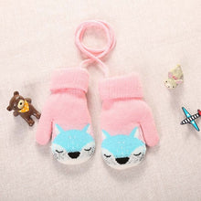 Load image into Gallery viewer, Cartoon Fox Baby Mittens Winter Warm Kids Baby Girl Gloves Knitted Children Toddler Teething Mitten Handschoen
