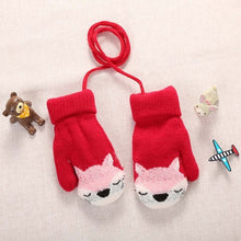 Load image into Gallery viewer, Cartoon Fox Baby Mittens Winter Warm Kids Baby Girl Gloves Knitted Children Toddler Teething Mitten Handschoen
