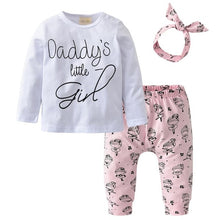 Load image into Gallery viewer, Newborn Baby Boys Girls Clothes Daddy/Mummy Letter 3Pcs Outfits Set Long Sleeve T-shirt+Pants Infant Toddler Clothing Suit
