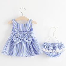 Load image into Gallery viewer, NEW Newborn Baby Girls Clothes Sleeveless Dress+Briefs 2PCS Outfits Set Striped Printed Cute Clothing Sets Summer Sunsuit 0-24M
