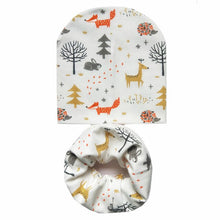 Load image into Gallery viewer, 2Pcs/Set Cotton Baby Hat Scarf Spring Star Print Children Caps Scarves Boys Girls Warm Beanie Collar Set Autumn Children Hat Set
