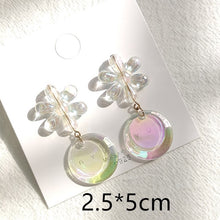 Load image into Gallery viewer, HUANZHI 2020 New Transparent Acrylic Round Circle Small Big Earrings Geometric Long Chain Stud Earrings For Women Girls Jewelry
