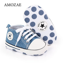 Load image into Gallery viewer, New  Baby Canvas Sneaker For Newborn Sport Shoes For Baby Boys Girls Infant Toddler Soft Bottom Anti-slip First Walkers 0-18 M
