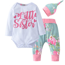 Load image into Gallery viewer, 3Pcs Newborn Baby Girl Clothes Set Fashion Autumn Long Sleeve Solid Color Romper Tops Pants Headband Infant Clothing Outfits
