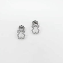 Load image into Gallery viewer, Hot Sale Fashion Women Silver Color Rose Gold Stainless Steel  Copper Hollow Crystal Animal Bear Stud Earrings Pulseras Jewelry
