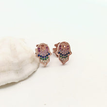 Load image into Gallery viewer, Hot Sale Fashion Women Silver Color Rose Gold Stainless Steel  Copper Hollow Crystal Animal Bear Stud Earrings Pulseras Jewelry
