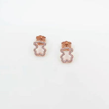 Load image into Gallery viewer, Hot Sale Fashion Women Silver Color Rose Gold Stainless Steel  Copper Hollow Crystal Animal Bear Stud Earrings Pulseras Jewelry
