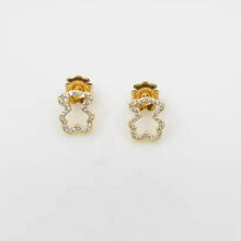 Load image into Gallery viewer, Hot Sale Fashion Women Silver Color Rose Gold Stainless Steel  Copper Hollow Crystal Animal Bear Stud Earrings Pulseras Jewelry
